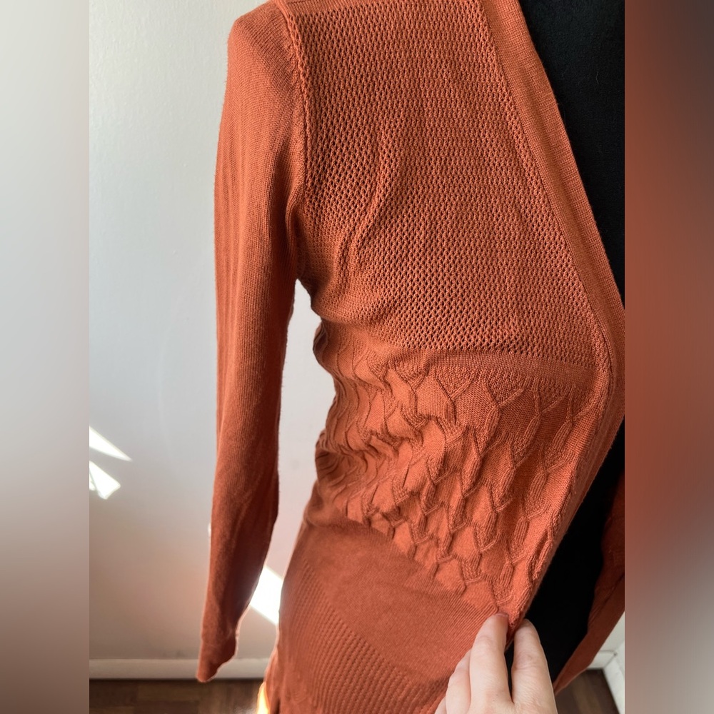 Dreamers Maxi Length Knit Crochet Cardigan Burnt Orange Boho Fall Lagenl… - Picture 7 of 11